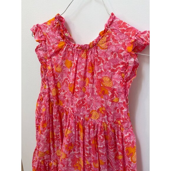 Crewcuts Girls Floral Pink & Orange Ruffled Dress Size 10 - Picture 2 of 5